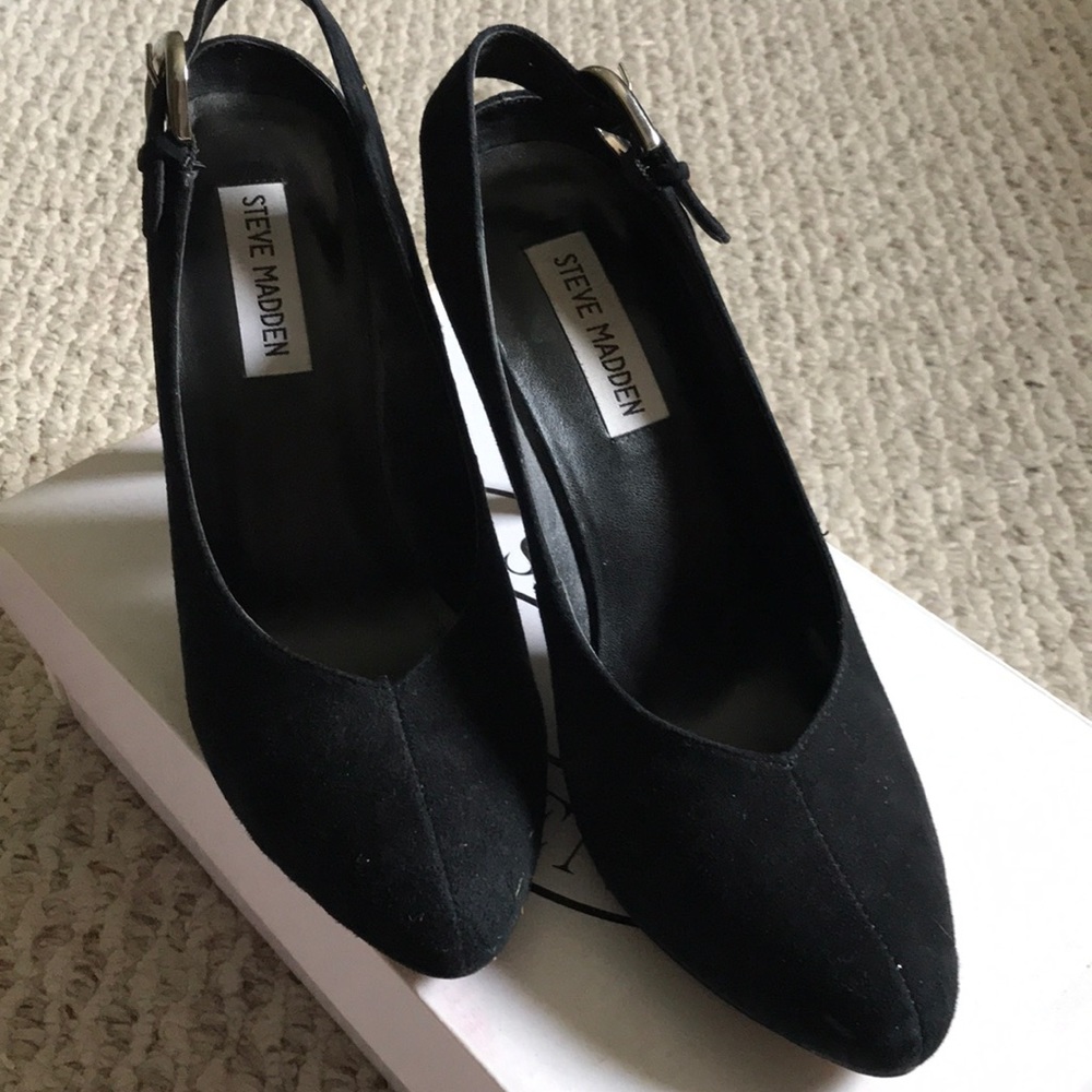 Black suede heels